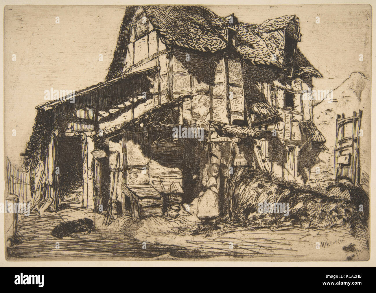 La vivienda insegura (la antigua granja), James McNeill Whistler, 1858 Foto de stock