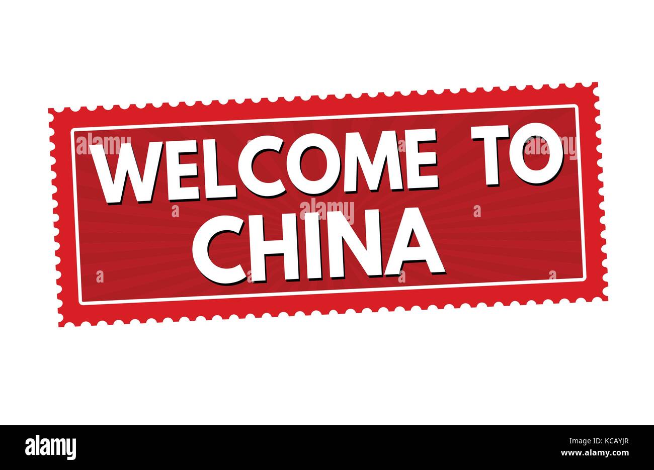 Bienvenido a viajes en China o el sello adhesivo sobre fondo blanco, ilustración vectorial Ilustración del Vector