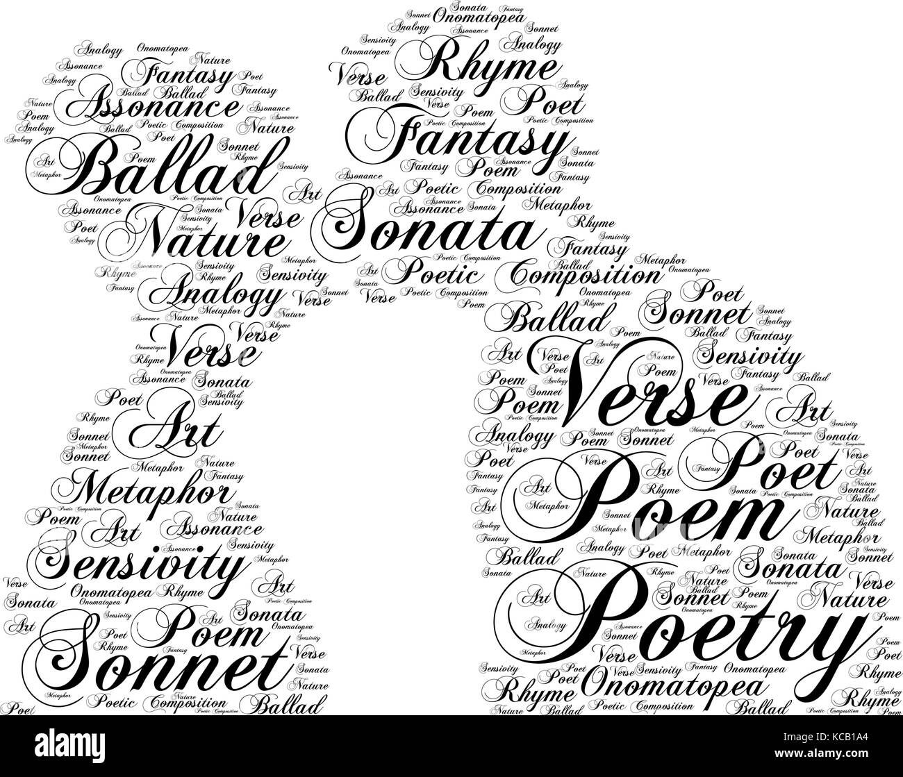 Nube de Palabras, poesía concepto hecho de etiquetas y de forma pareja  Imagen Vector de stock - Alamy