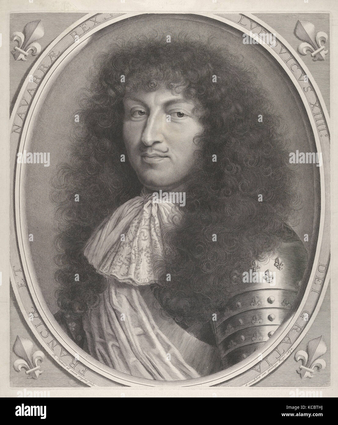 Louis XIV, 1670, grabado; cuarto estado de seis (Petitjean & Wickert) Hoja: 23 1/4 x 19 pulg. (59 × 48,3 cm), imprime, Robert Foto de stock