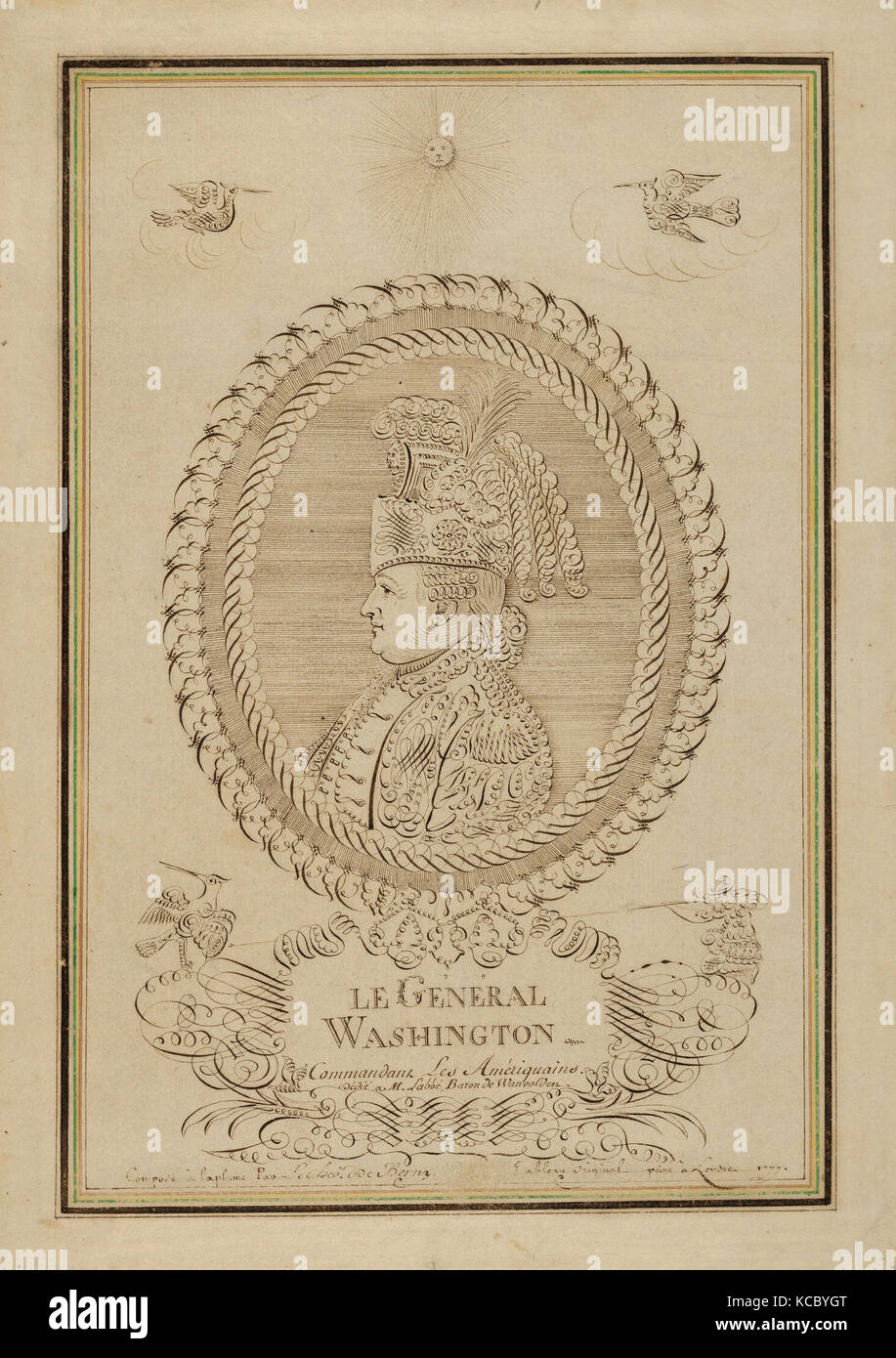 Perfil de caligrafía, dibujo retrato de George Washington Foto de stock