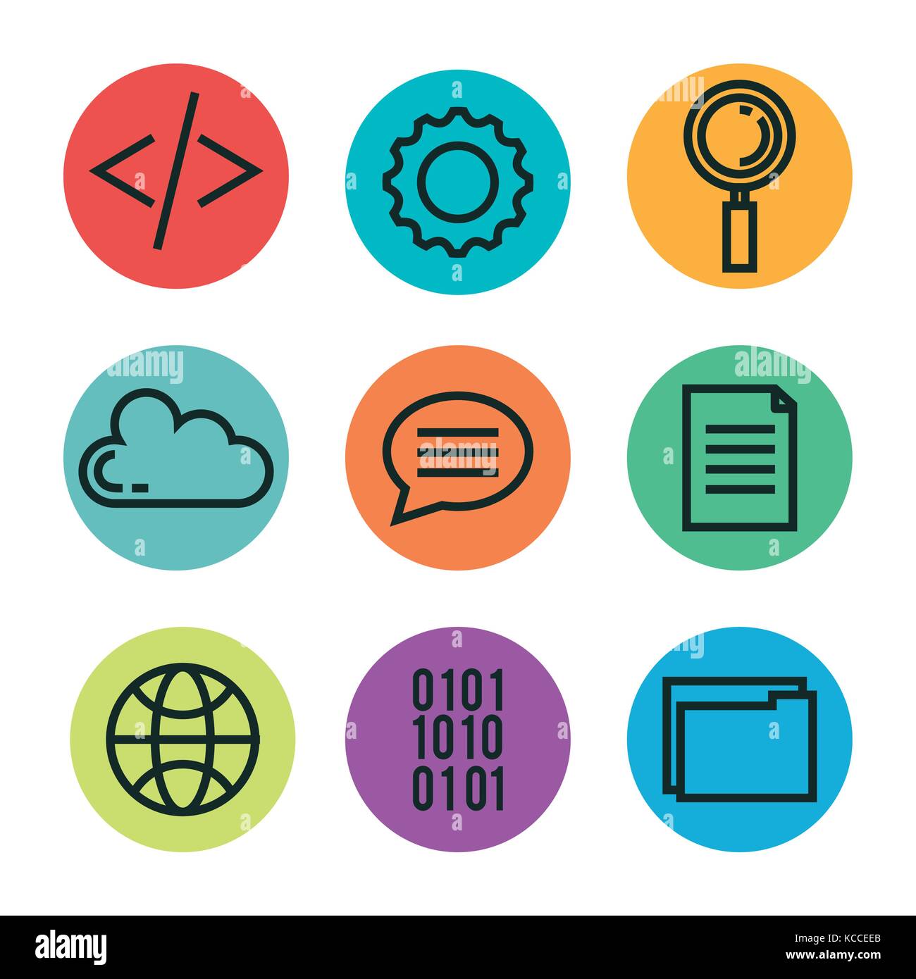 Lenguajes de programación establecer iconos Imagen Vector de stock - Alamy