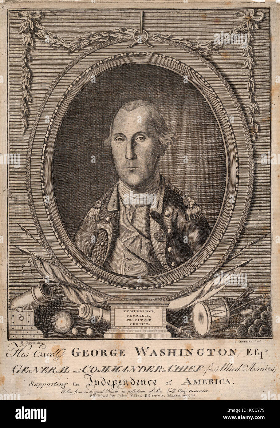 Dibujos y estampas, imprimir, el Excmo. Sr. George Washington, esq-r., General y Comandante en Jefe de los ejércitos aliados Foto de stock