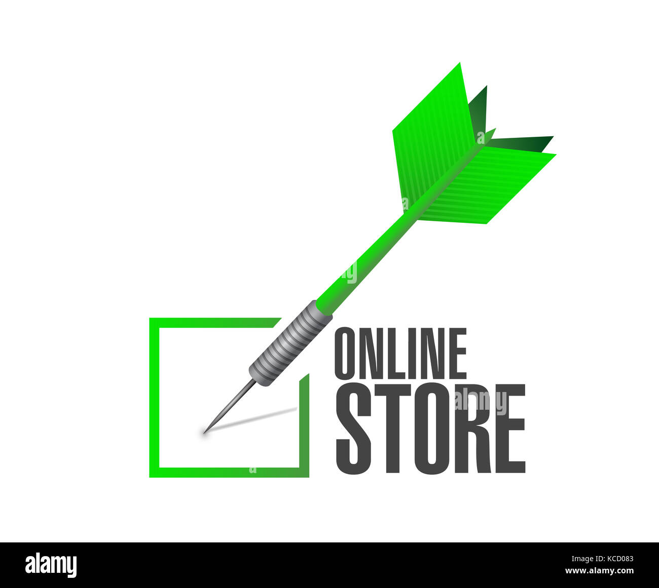Tienda online compruebe dart firmar la ilustración del concepto diseño sobre un fondo negro Foto de stock