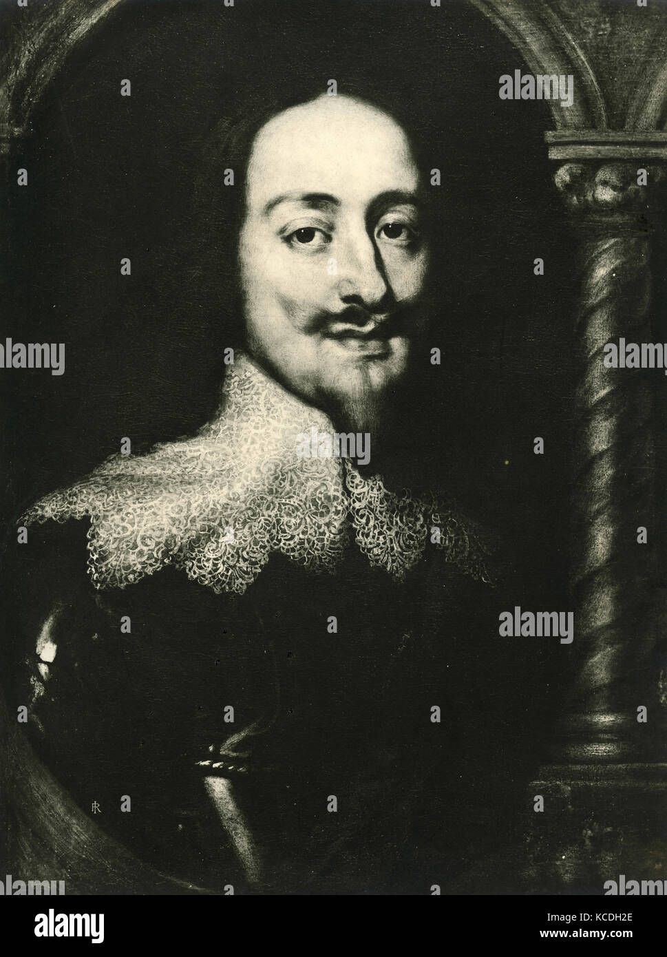 Retrato de Carlos I de Inglaterra, pintado por Anton van Dyck Foto de stock