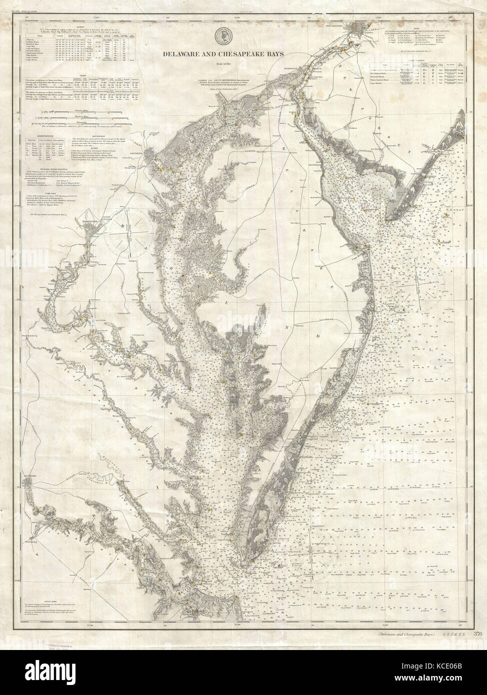 En 1893, EE.UU. Encuesta Costa Carta Náutica o Mapa de la Bahía de  Chesapeake y la bahía de Delaware Fotografía de stock - Alamy