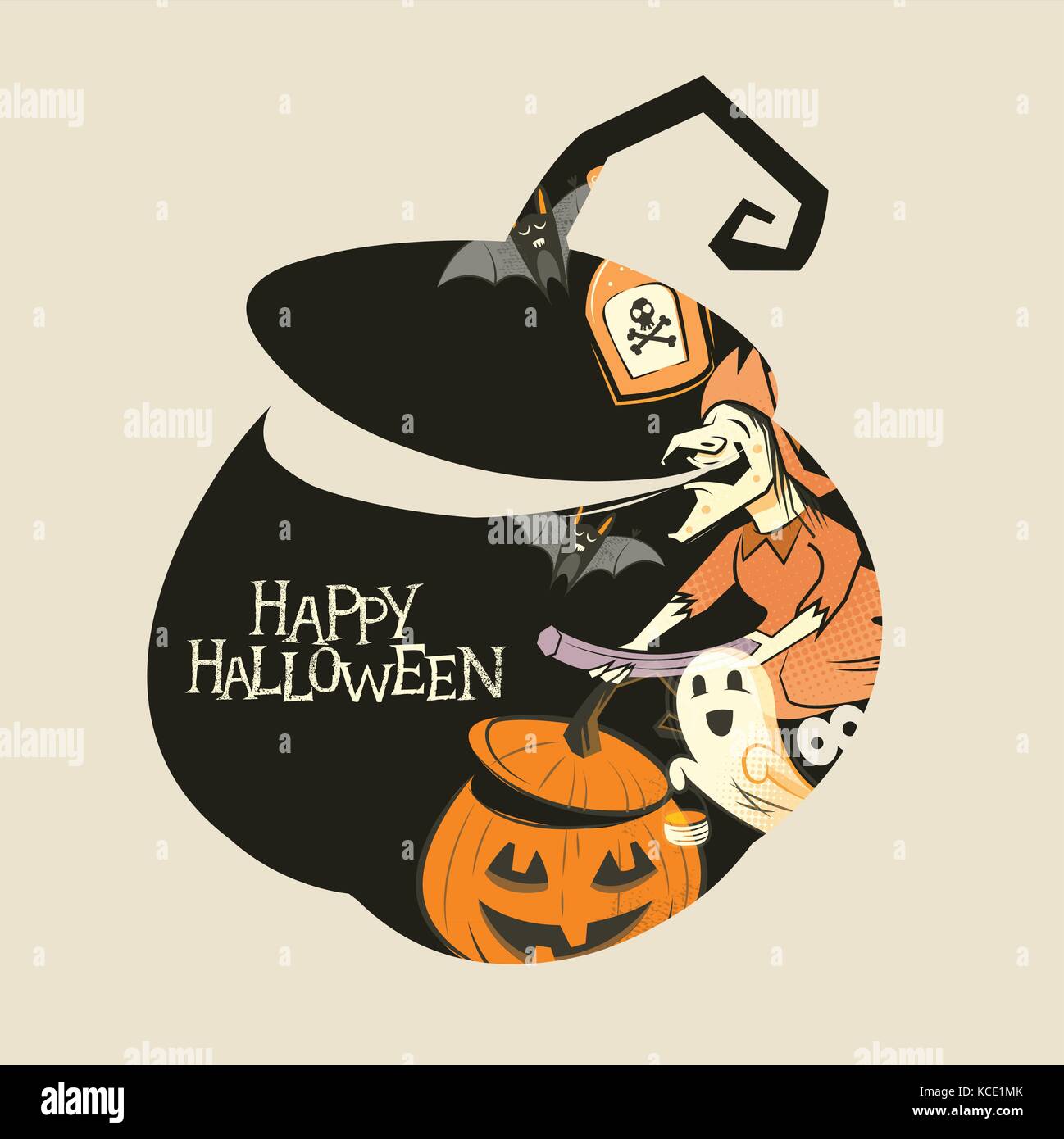 Silueta de calabaza de halloween decoraciones espeluznante! Ilustración vectorial. Ilustración del Vector