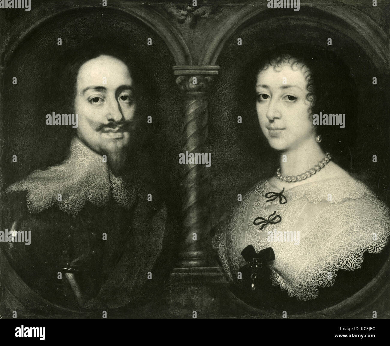 Retrato de Carlos I de Inglaterra y Henriette de Francia, pintado por Anton van Dyck Foto de stock