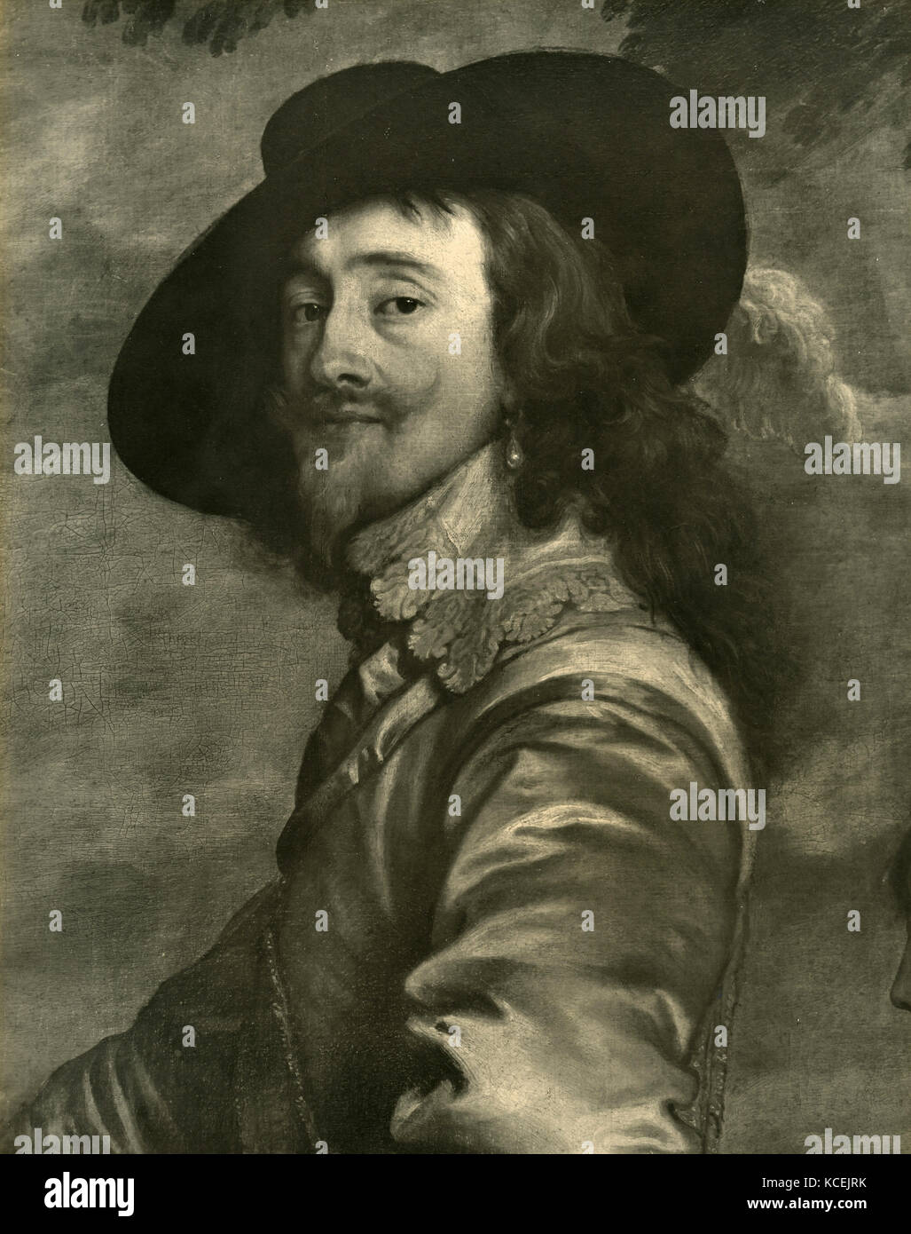 Retrato de Carlos I de Inglaterra, pintado por Anton van Dyck Foto de stock