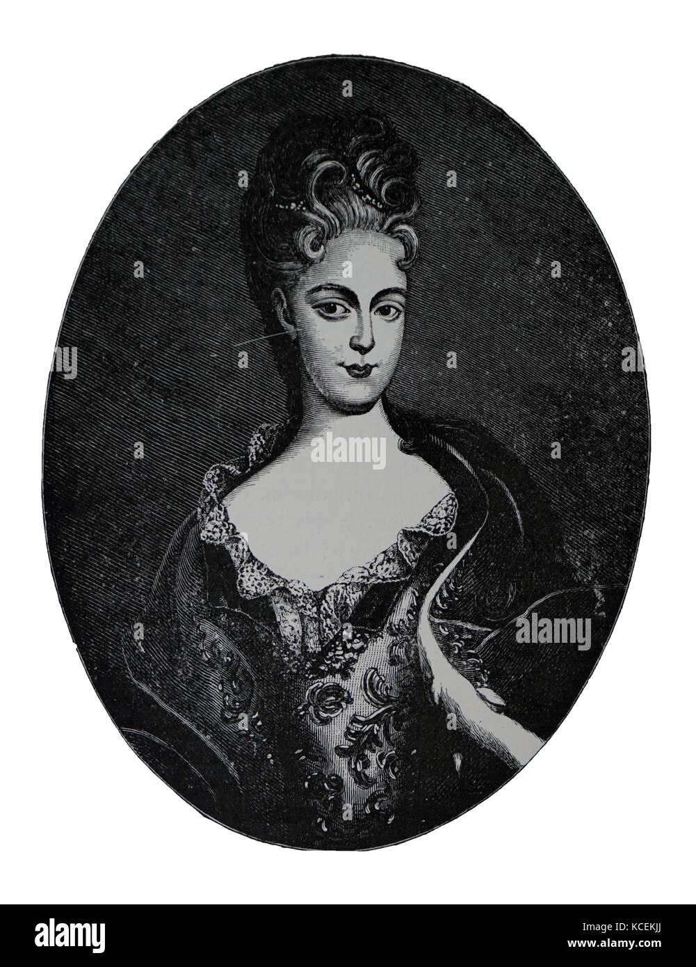 Retrato grabado de la Princesa Charlotte de Gales (1796-1817), que murió durante el parto. Fecha del siglo XIX Foto de stock