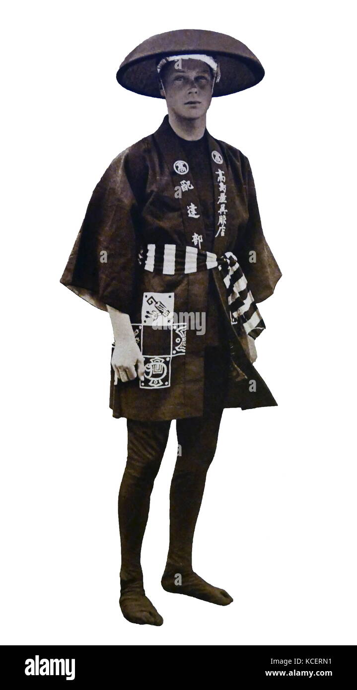 Prince Edward (más tarde Rey Eduardo VIII en trajes tradicionales de Japón durante su visita al Japón 1922 Foto de stock