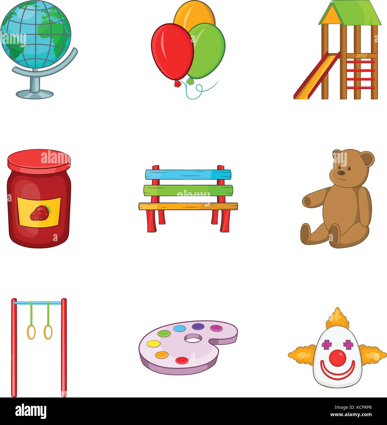 Los niños diapositivas iconos, estilo de dibujos animados Imagen Vector de stock - Alamy Los niños diapositivas iconos, estilo de dibujos animados Imagen Vector de stock - Alamy