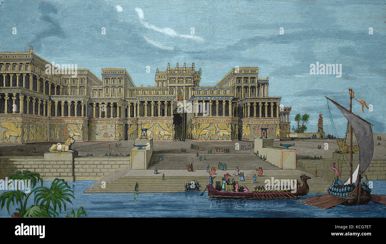 Nínive. La antigua ciudad asiria. mesopotamia superior. grabado, 1890 Fotografía de stock Alamy