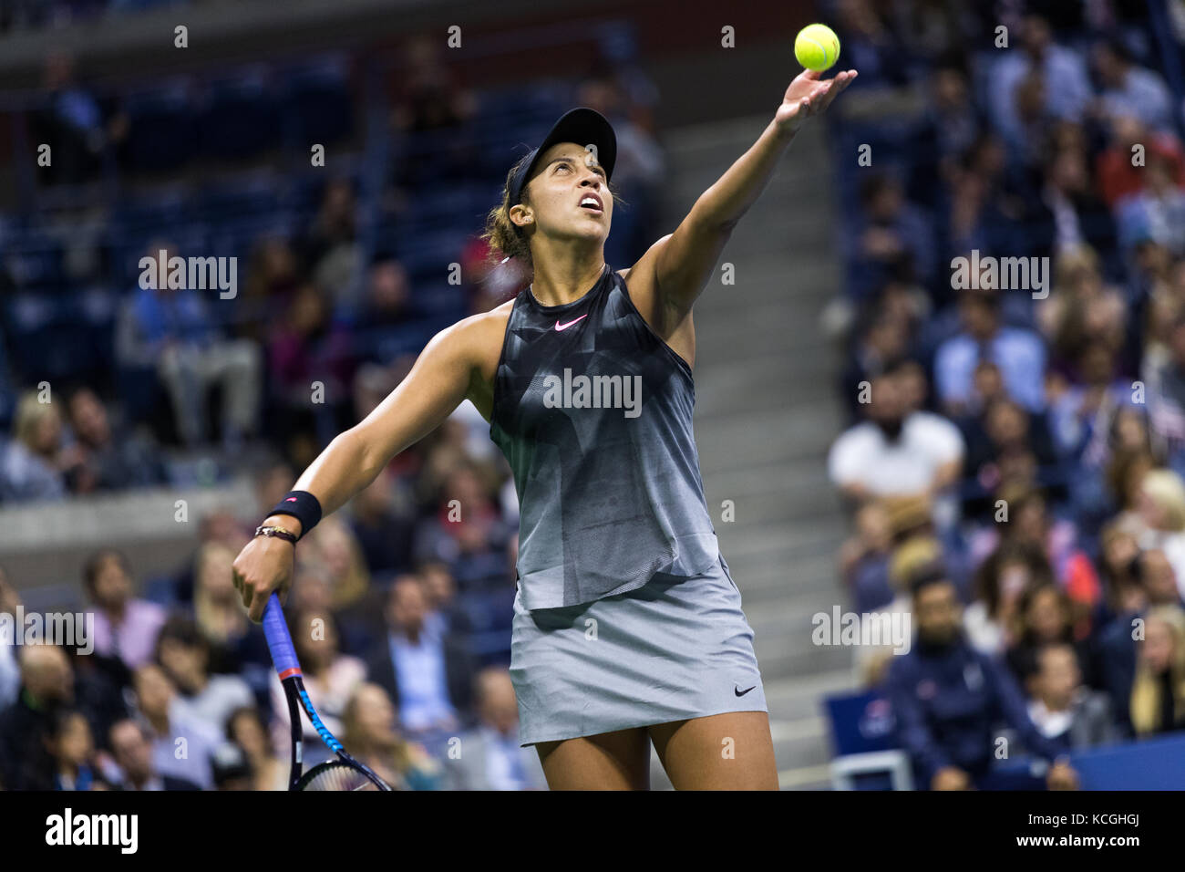 Teclas de Madison (Estados Unidos) gana el Women's semifinales en el US Open 2017 campeonatos de tenis. Foto de stock