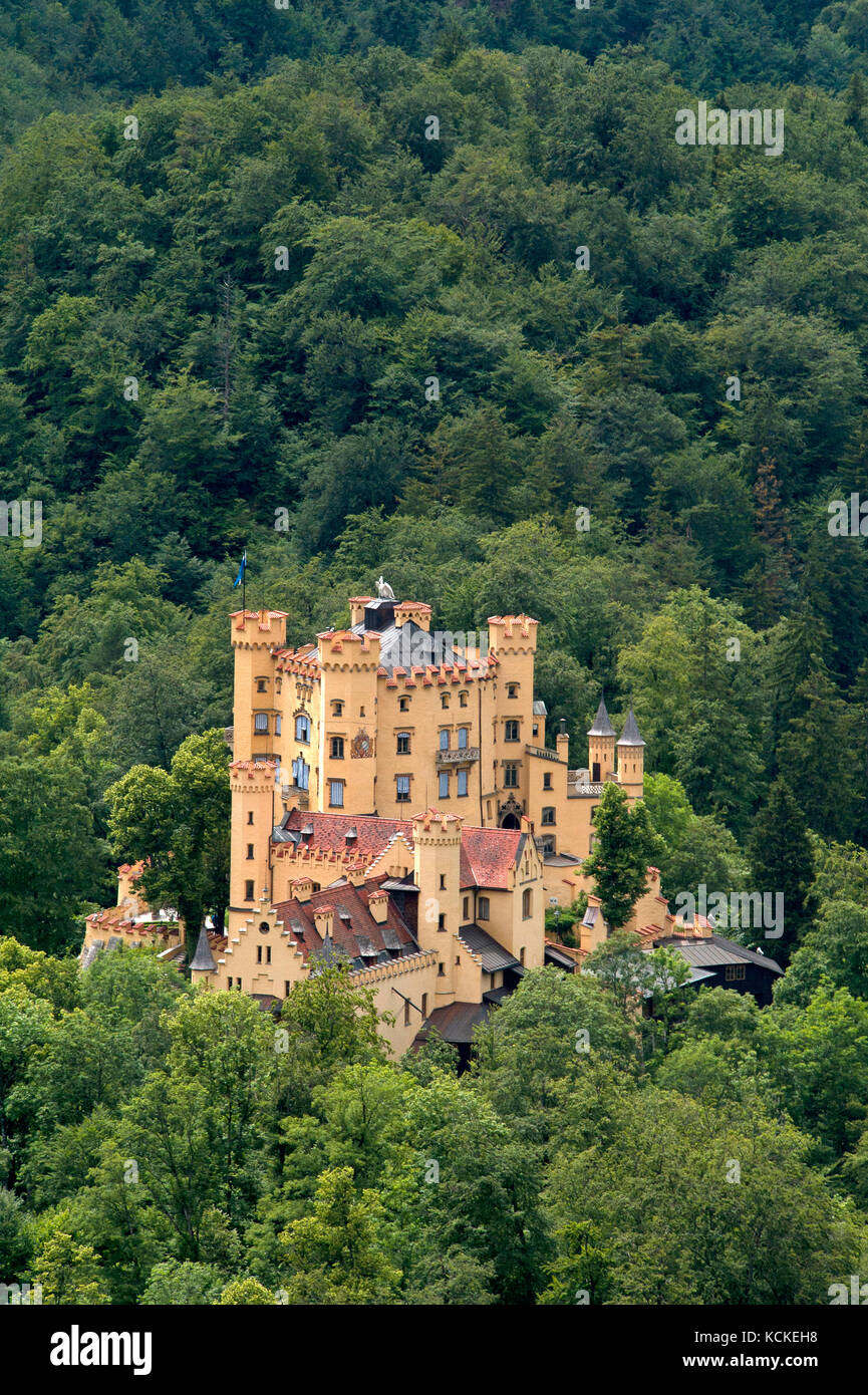 Vista de Hohenschwangau castillo de Neuschwanstein Foto de stock