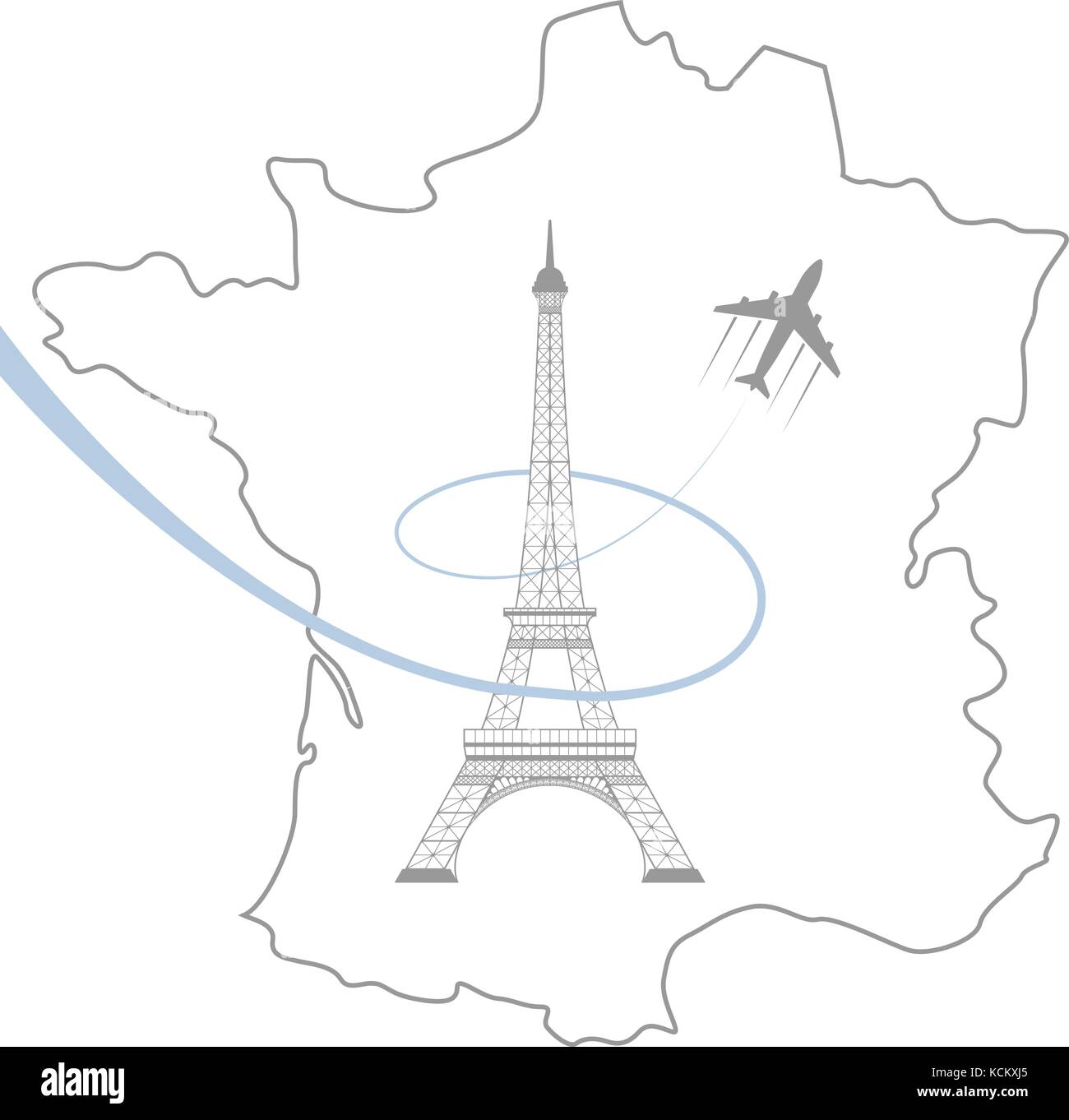La torre Eiffel y el mapa en blanco Ilustración del Vector