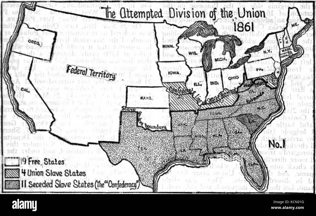 La Guerra Civil Americana En América Mapa 1 Fotografía De Stock Alamy 