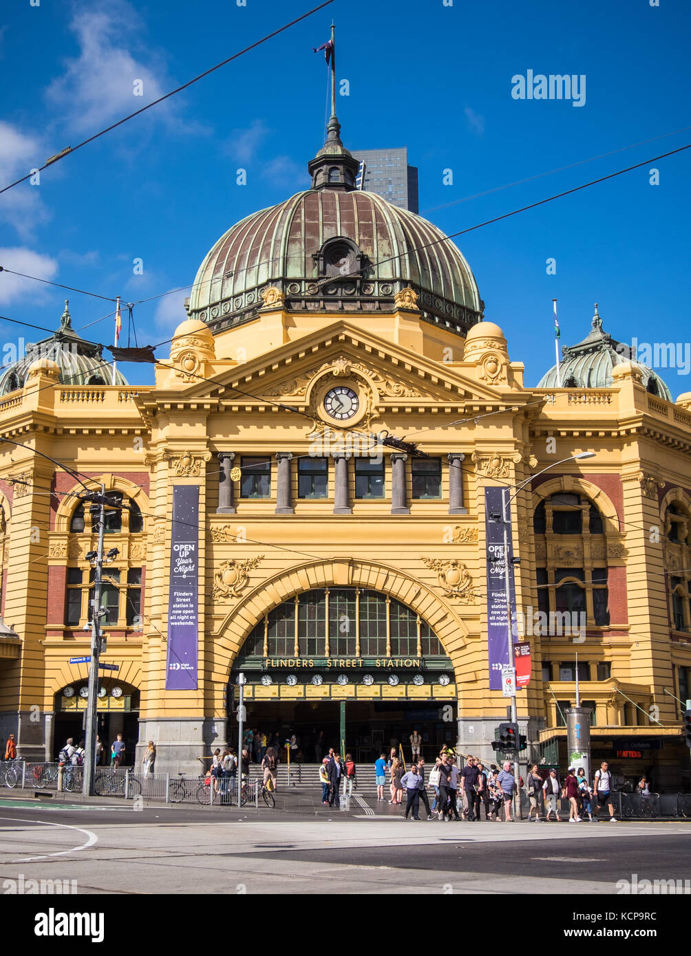 Una vista general de la estación de Flinders Street en la ciudad Australiana de Melbourne. Foto de stock