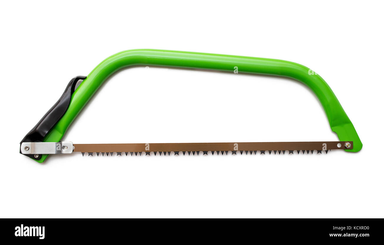Sierra de arco, herramientas de mano para el aserrado de la madera aislado  sobre fondo blanco Fotografía de stock - Alamy