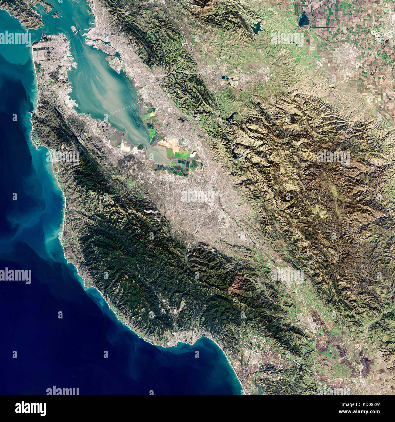 Imagen de satélite del Silicon Valley de California. parte del valle de Santa Clara, EE.UU. Foto de stock