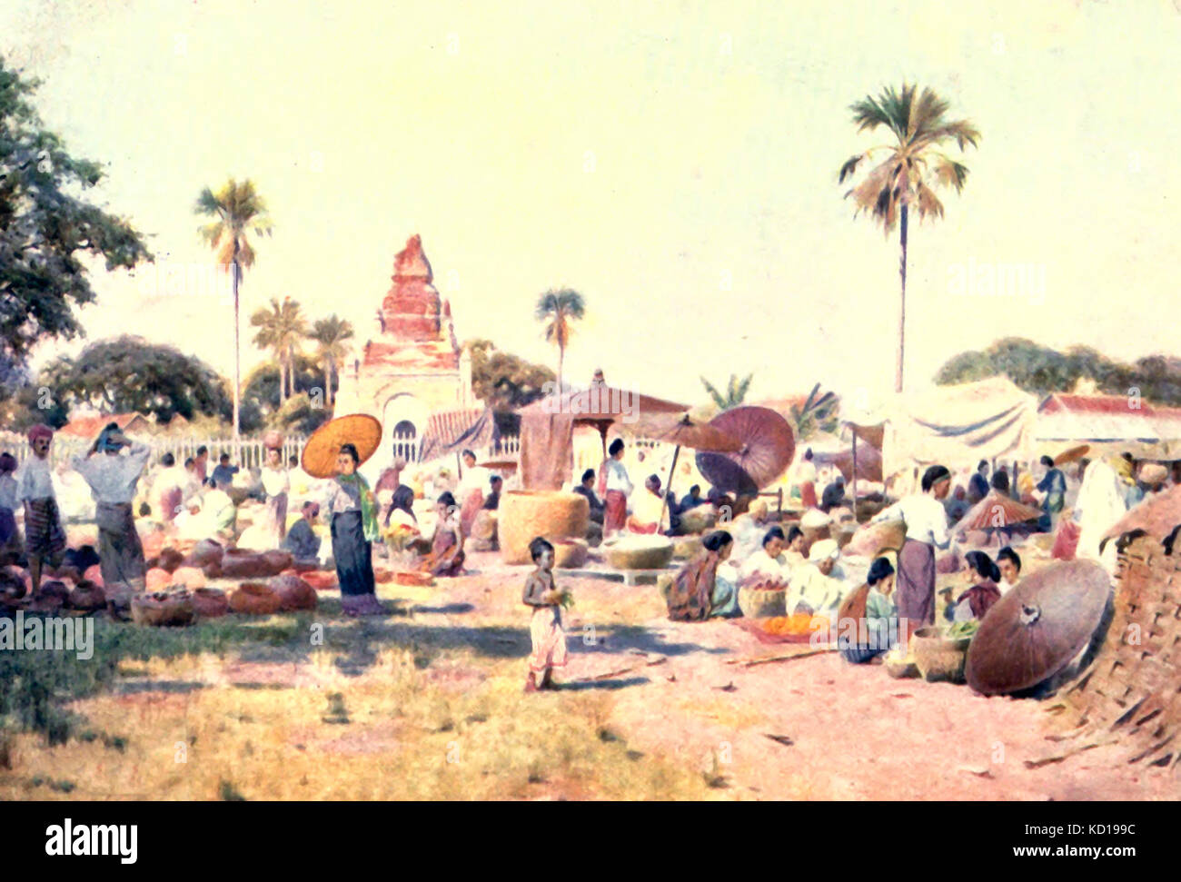 Market Place en Taungwingyi, Birmania, circa 1900 Foto de stock