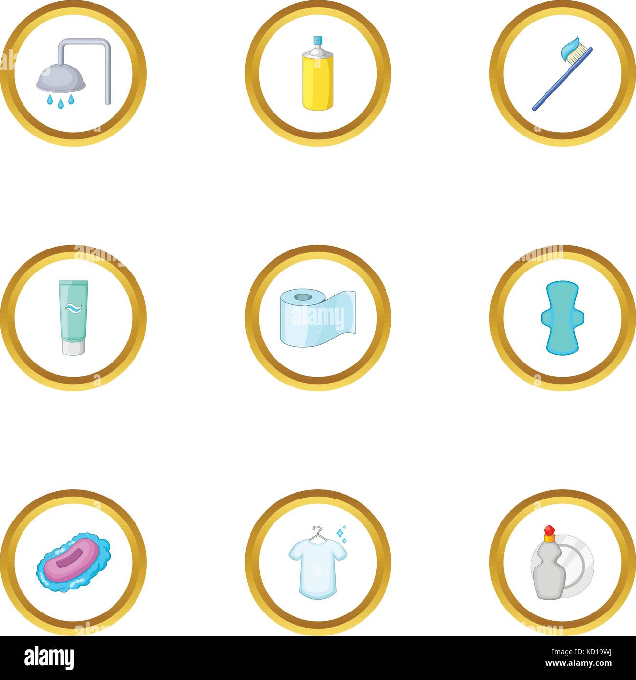 Iconos De La Higiene Personal Estilo De Dibujos Animados