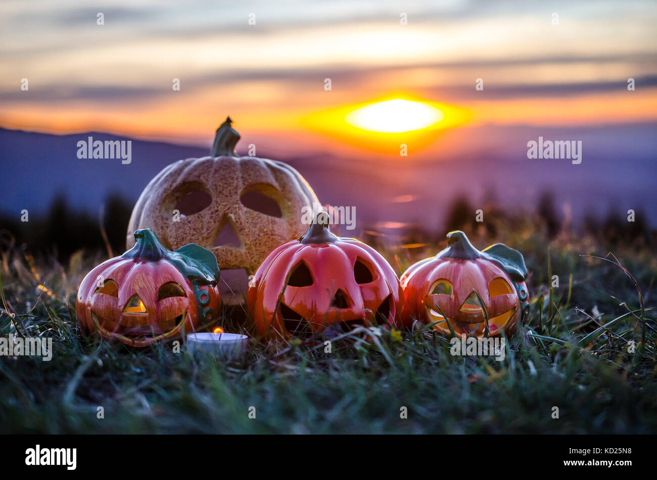 Al Sole zucche di halloween Foto de stock