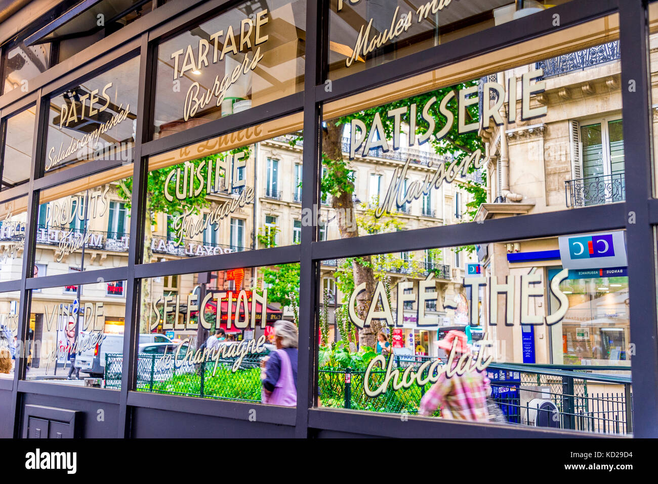 Cafe Paris cristal reflectante. Foto de stock