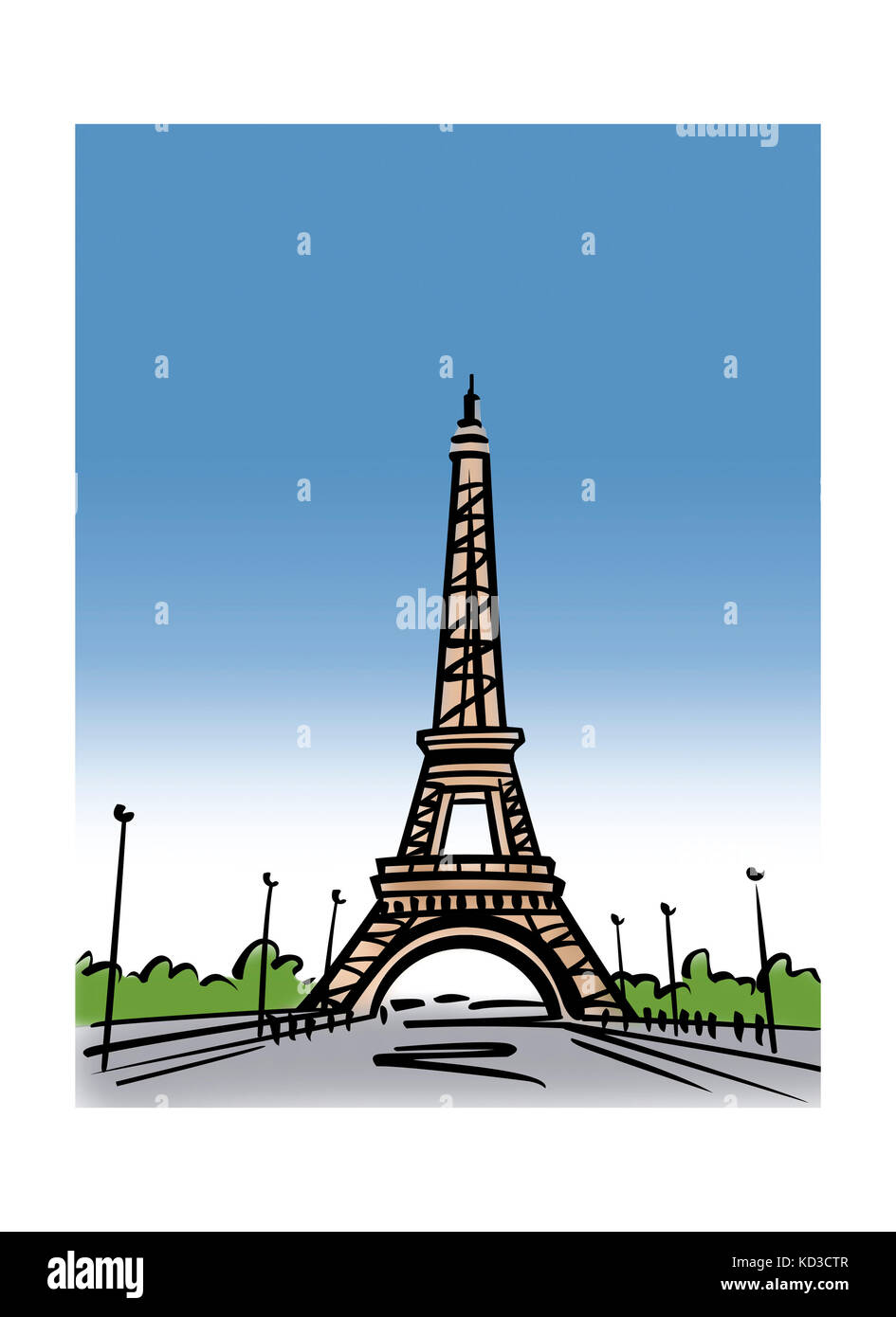 Ilustración de la torre Eiffel en París, Francia Foto de stock