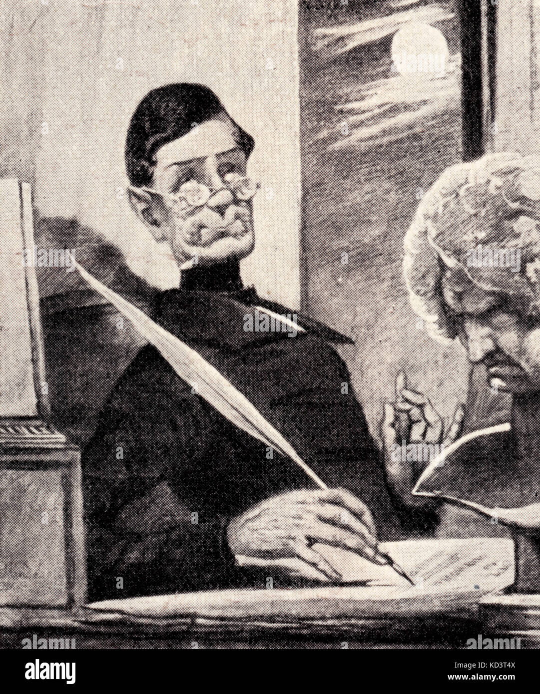 Compositor alemán Anton Schindler - Beethoven fiel compañero en sus últimos años - Caricatura de Mende. 1770-1827 Foto de stock