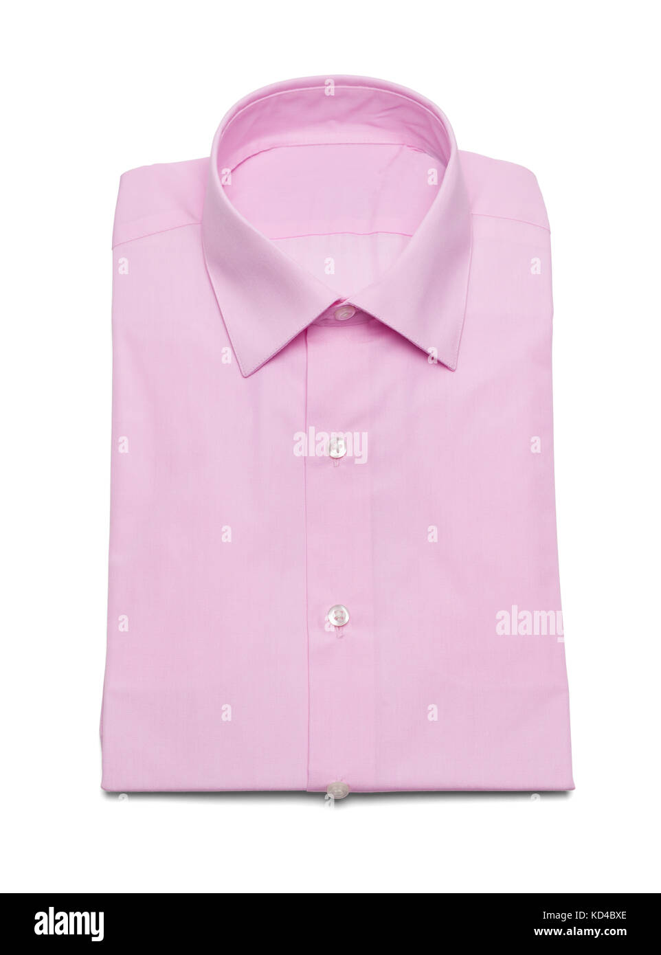 Collar rosa botón arriba visten camisa aislado sobre un fondo blanco. Foto de stock