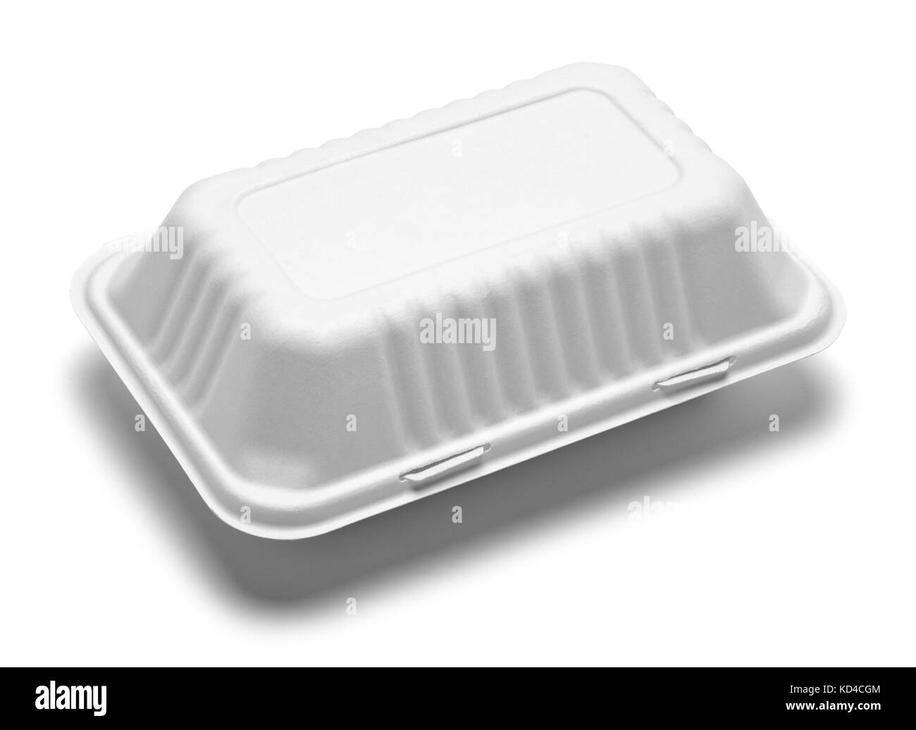 Saque carboard blanco caja de alimentos aislado sobre un fondo blanco. Foto de stock