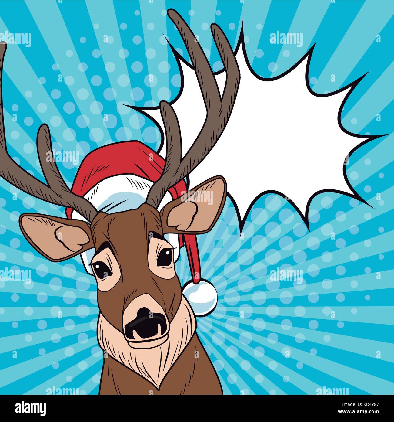 Reno con gorro de Papá Noel y burbuja de navidad pop art Imagen Vector de  stock - Alamy