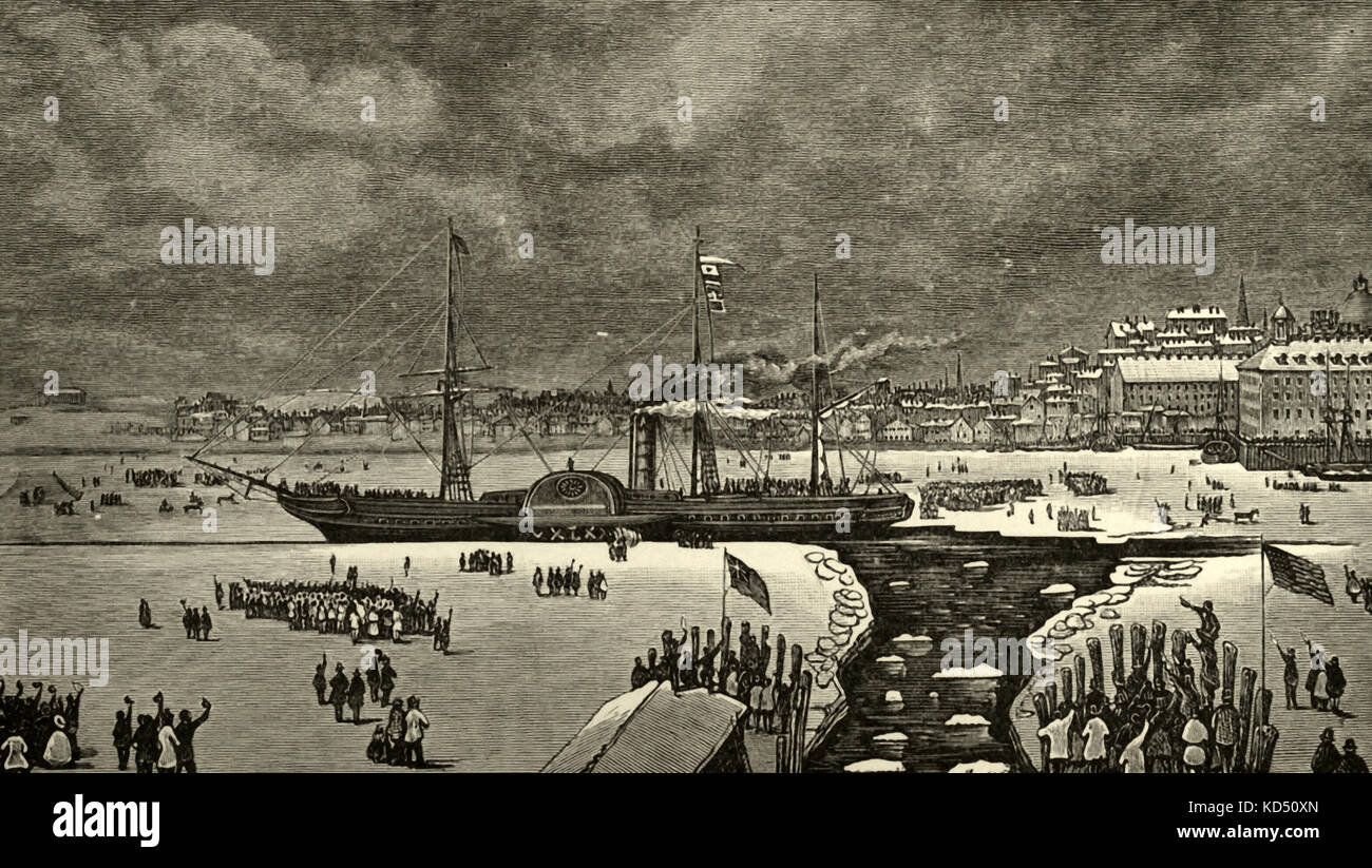 El hielo enlazado Britannia en Boston, circa 1890 Foto de stock