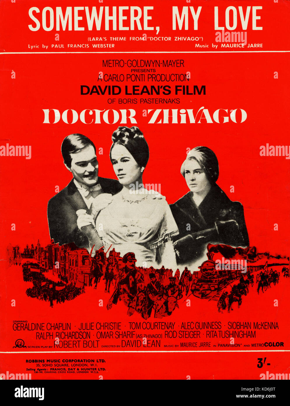 El Doctor Zhivago, partitura para piano "alguna parte mi amor" (tema) del  Estado Lara. Dirigida por David Lean, música de Maurice Jarre, letras por  Paul Francis Webster, 1965. Robbins Music Corporation Ltd.