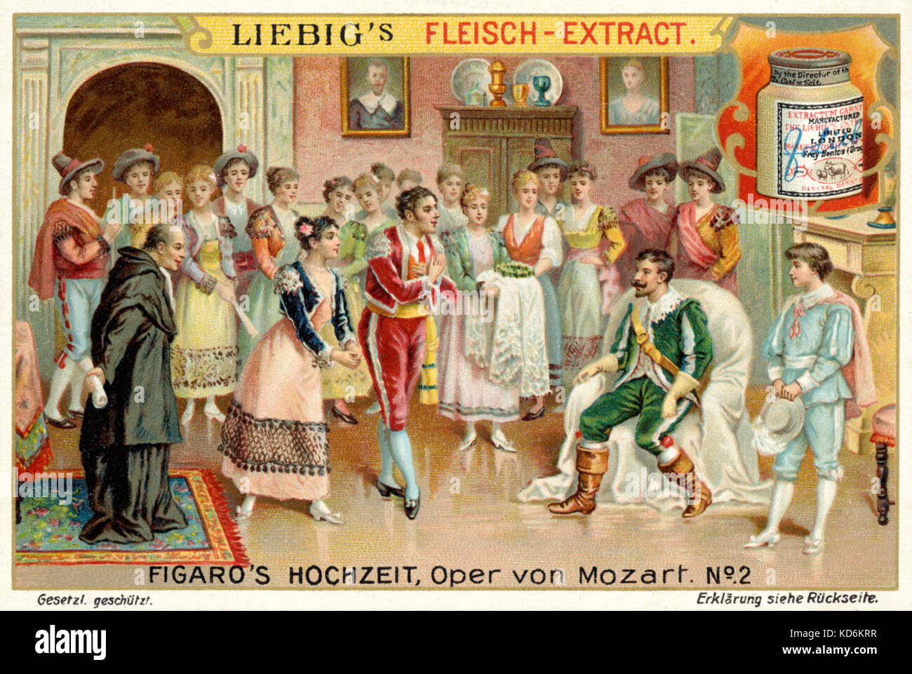 Wolfgang Amadeus Mozart opera las Bodas de Fígaro (Bodas de Fígaro)  Ilustración para actuar I - Susanna leaed Figara y los campesinos en  elogios a contar Almavira por la abolición de los