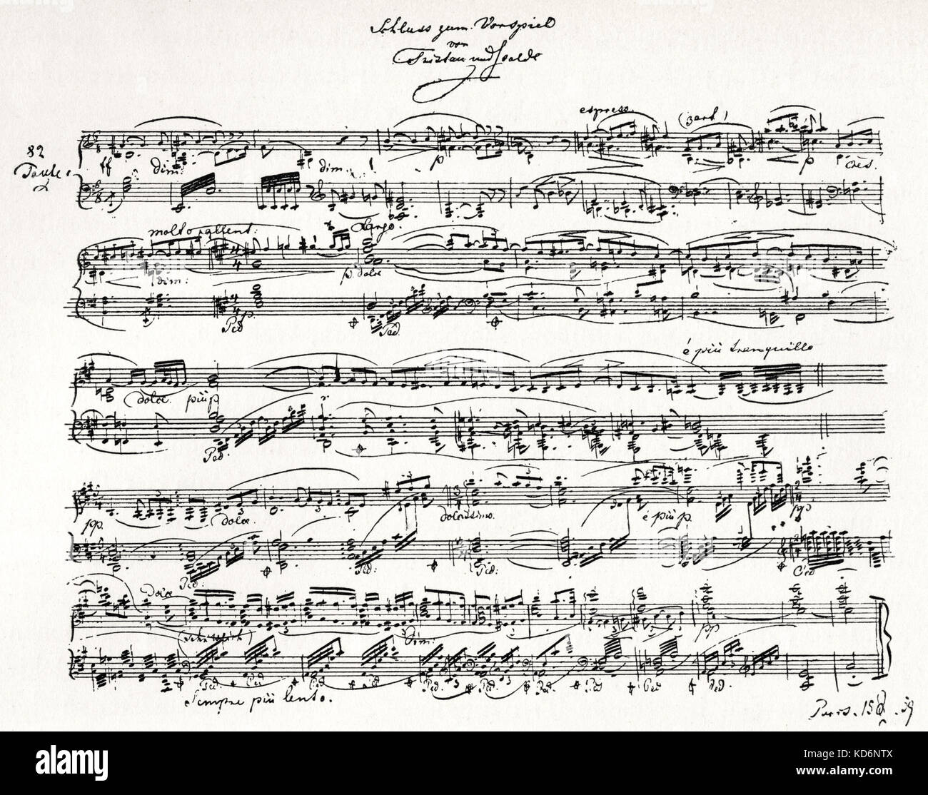 Richard Wagner S Tristan Und Isolde Pagina De La Partitura Desde Finales Del Preludio Dedicado A Mathilde Wesendonck Amigo De Wagner Autor Y Compositor Aleman El 22 De Mayo De 1813