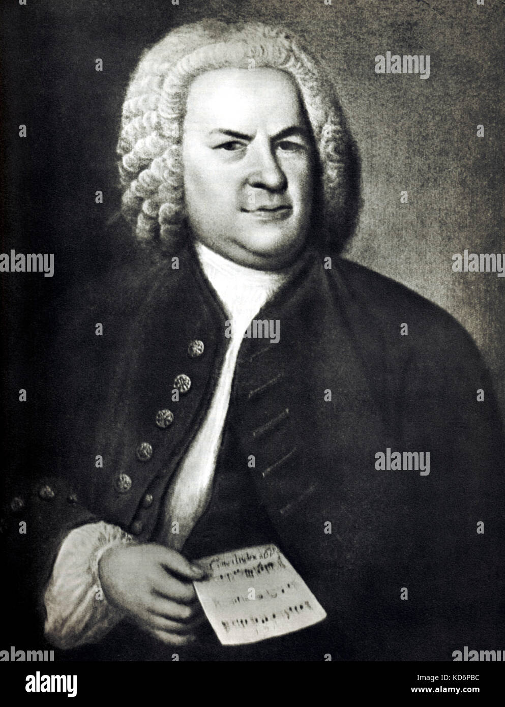Johann Sebastian Bach - compositor y organista alemán. Pintura por  Hausmann, 1746. La celebración de una composición musical (puntuación de  Canon) en la mano. En junio de 1747, Bach se unió a