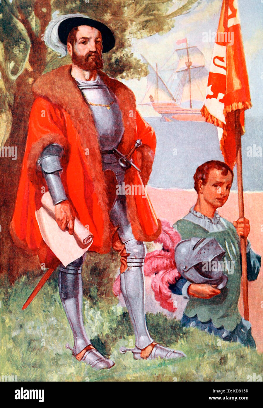 Retrato del conquistador Hernán Cortés Foto de stock