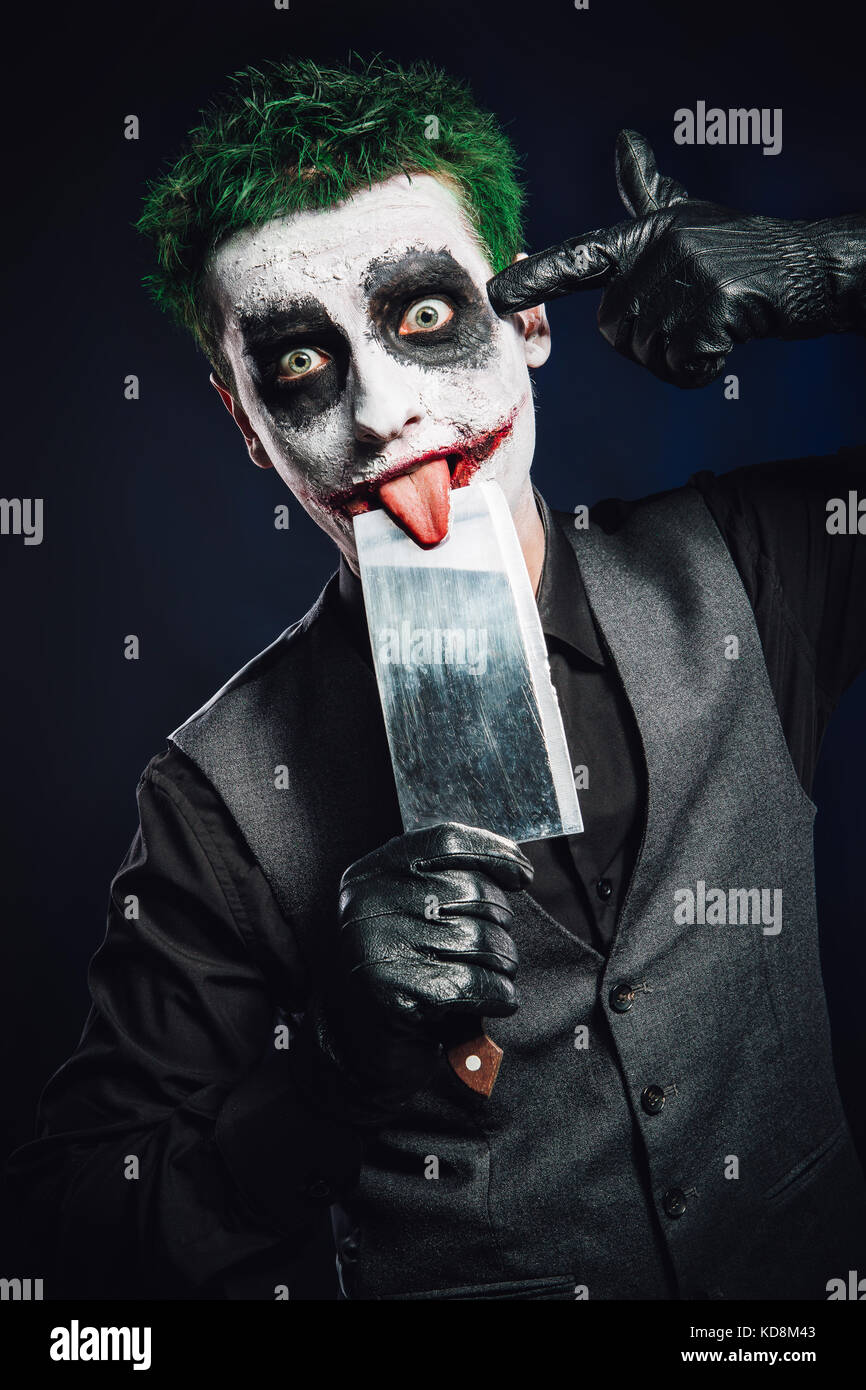 Crazy joker cara. Halloween Fotografía de stock - Alamy