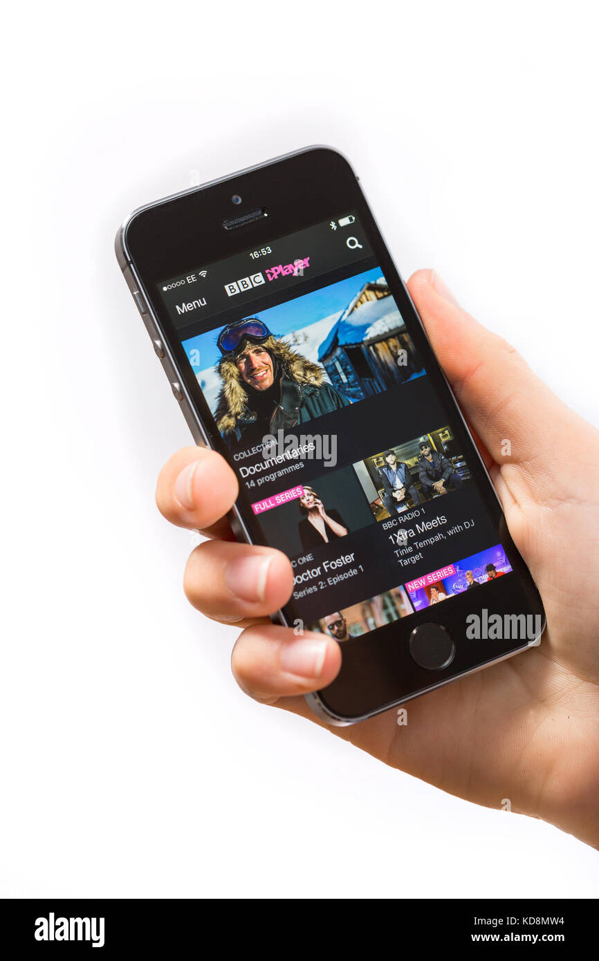 BBC iPlayer app en un teléfono móvil Foto de stock