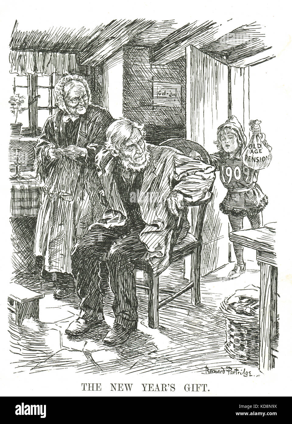 Introducción de las pensiones de vejez en 1909 Foto de stock