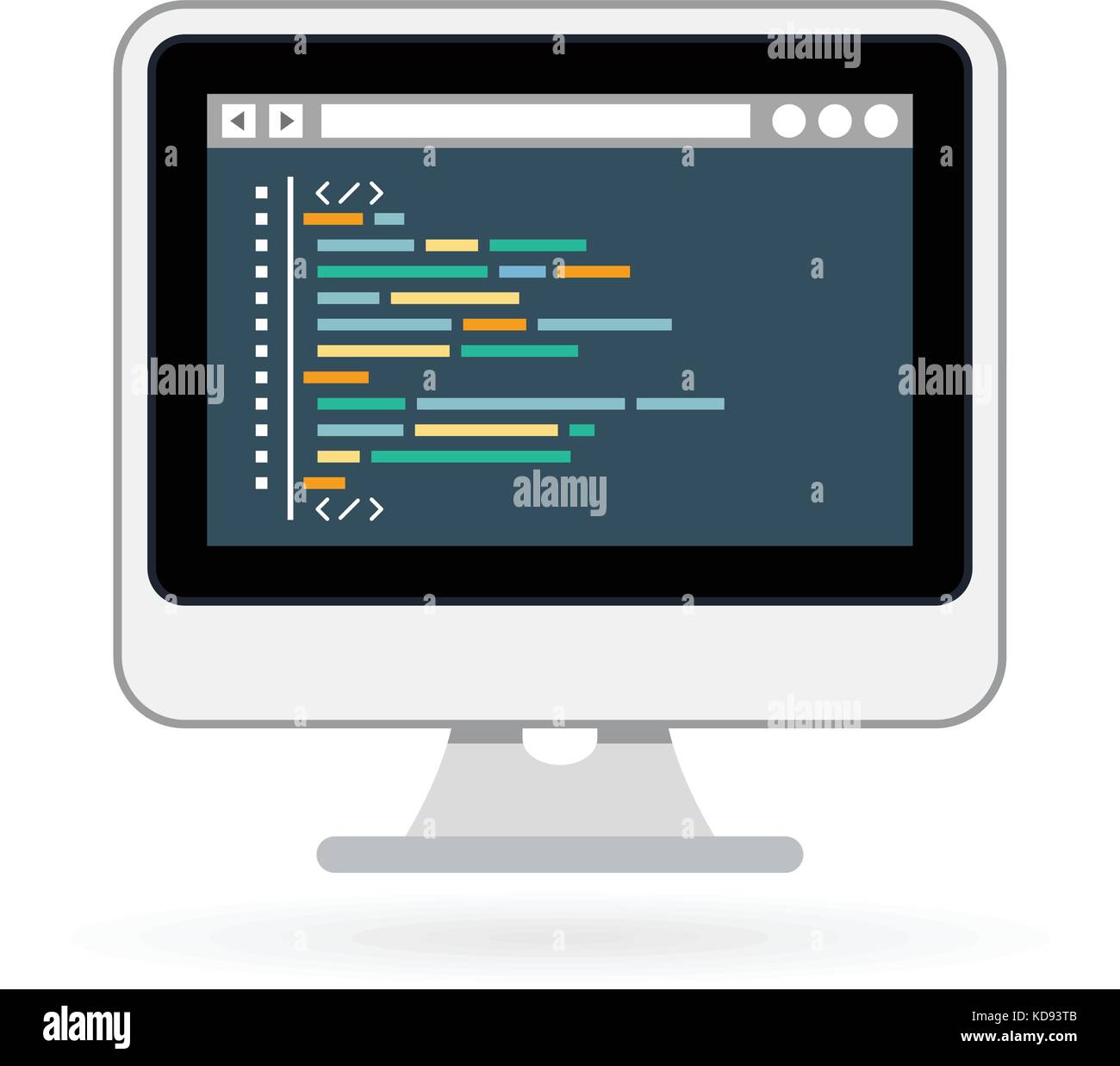 Programación y desarrollo de sitios web - Icono de codificación en la pantalla Ilustración del Vector
