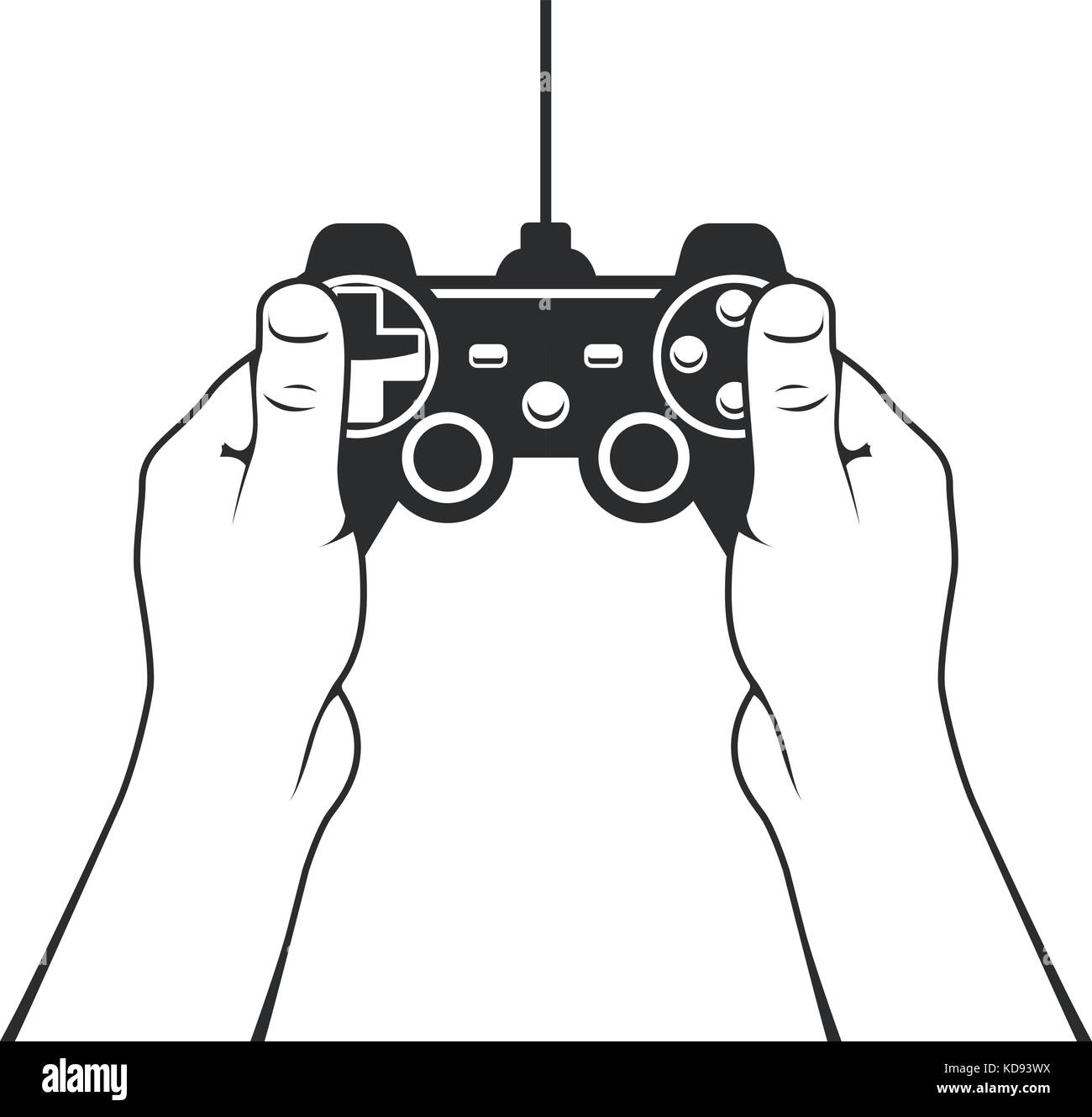 Gamepad en manos icono - consola de juegos joystick Ilustración del Vector