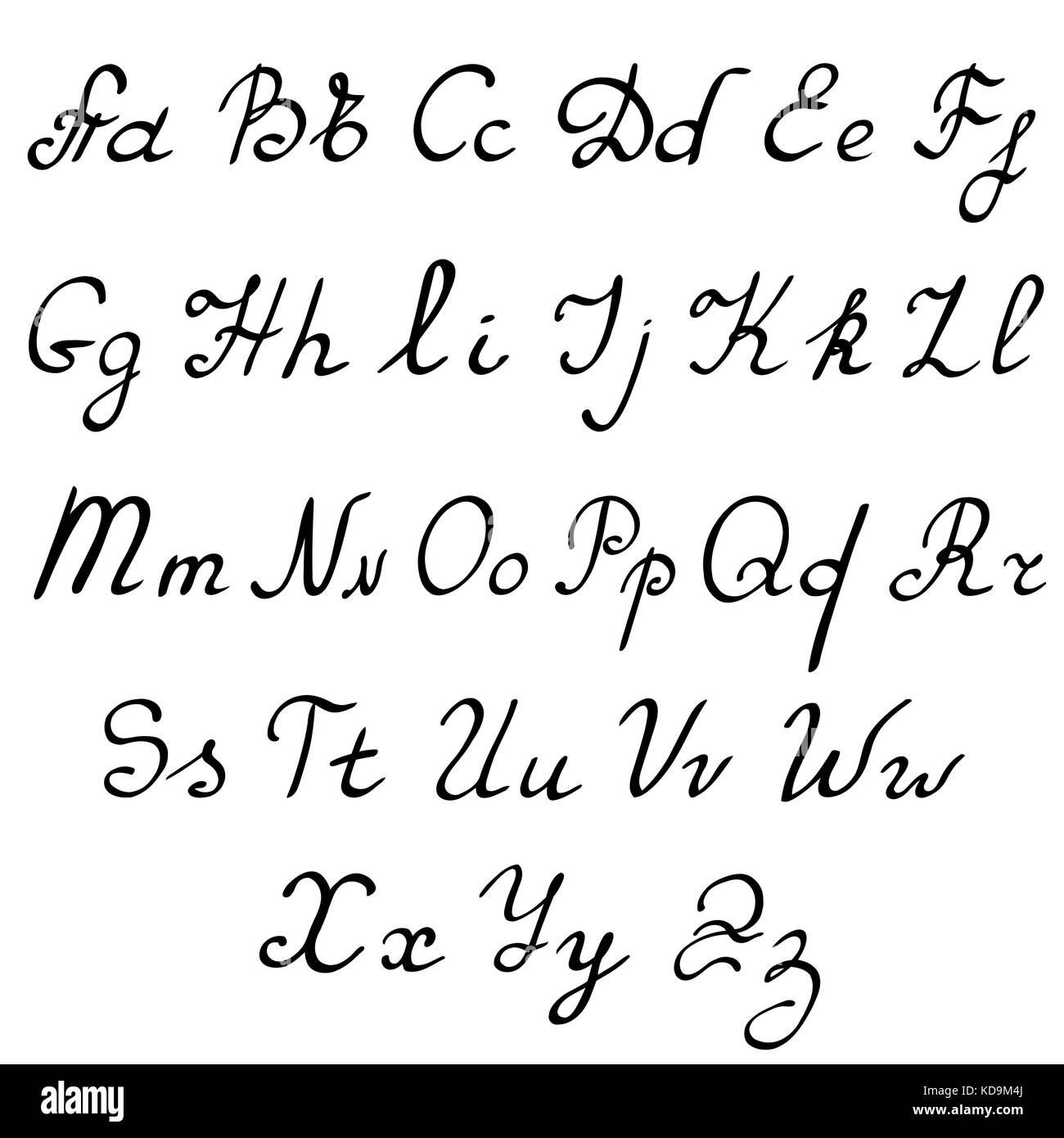 Vector mano real alfabeto, letras en mayúsculas y minúsculas Imagen Vector  de stock - Alamy