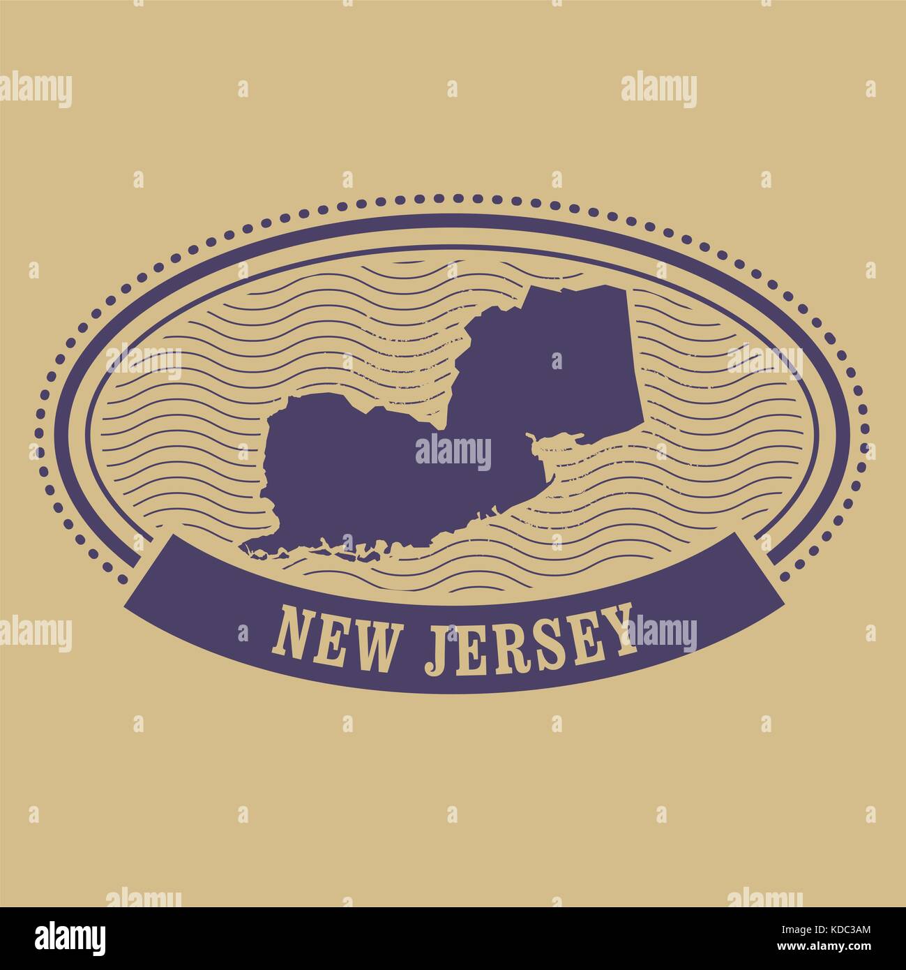 Mapa de Nueva Jersey silueta - sello oval Ilustración del Vector