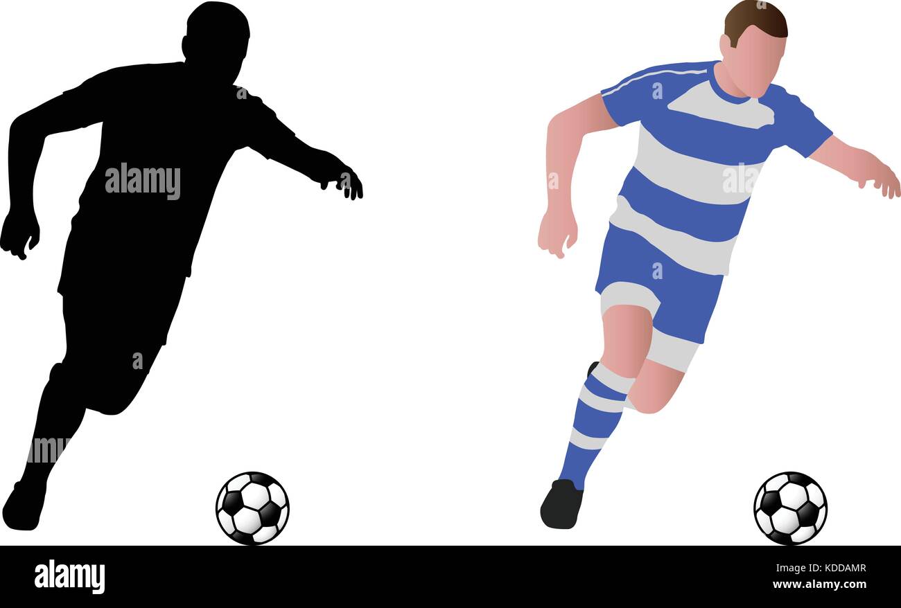 Jugador de fútbol silueta e ilustración vectorial - Ilustración del Vector