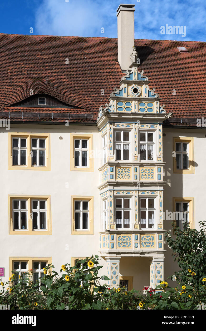 Decoración de la fachada de la casa con proyección de Bahía, Rothenburg ob der Tauber, Baviera, Alemania, Europei Foto de stock