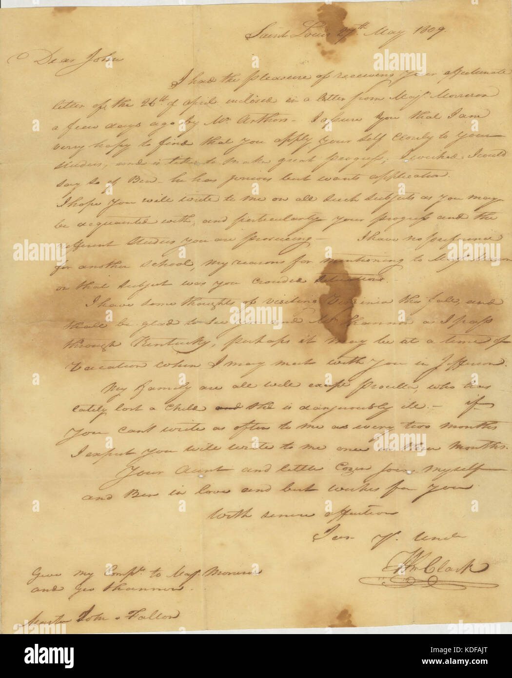 Carta de William Clark, Saint Louis, a John O'Fallon, 27 de mayo de