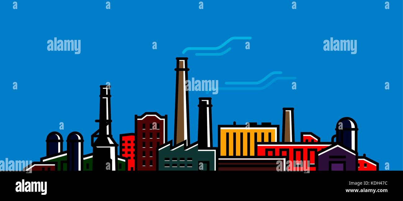Factory, fabricante banner. industria, tecnología industrial concepto. ilustración vectorial Ilustración del Vector